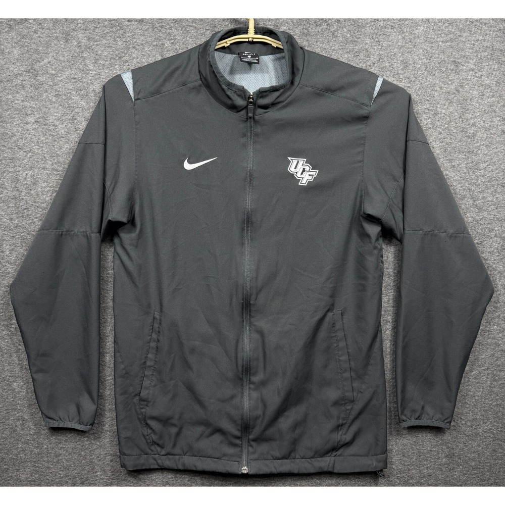 UCF Knights Jacket Mens Small Nike Gray Dri Fit Full Zip Active Windbreaker
